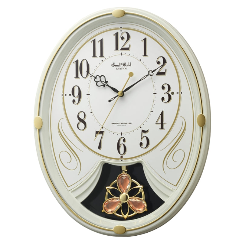 RHYTHM Small World Lily N Radio-Controlled Wall Clock [4MN554RH10]