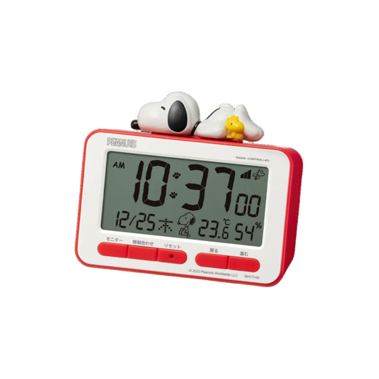 スヌーピーのフィギュア付きデジタル時計 8RZ235MS01