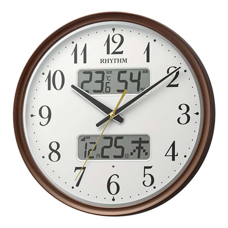 RHYTHM リズム ライト・液晶表示付き 電波 掛け時計 フィットウェーブリブA04　8FYA04SR06