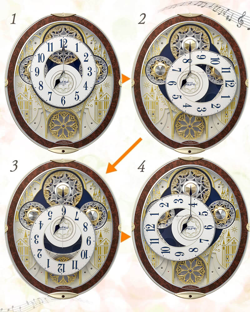 RHYTHM リズム SmallWorld 電波 からくり 掛け時計 スモールワールドノエルNS　8MN407RH23