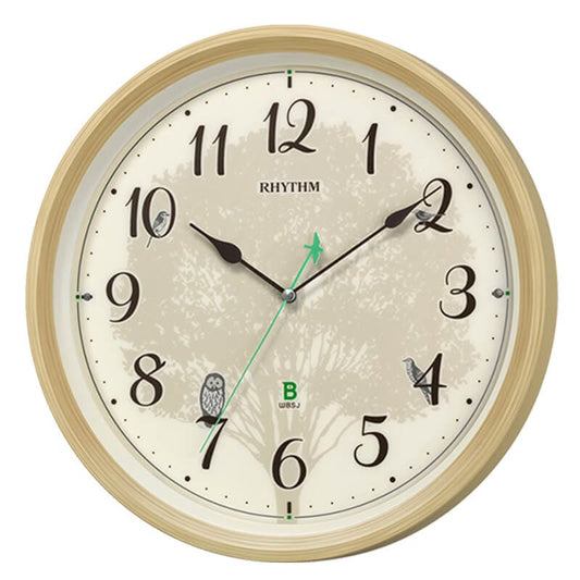 RHYTHM リズム 日本野鳥の会 四季の野鳥 報時掛時計　報時付き 電波掛け時計 8MN409SR06