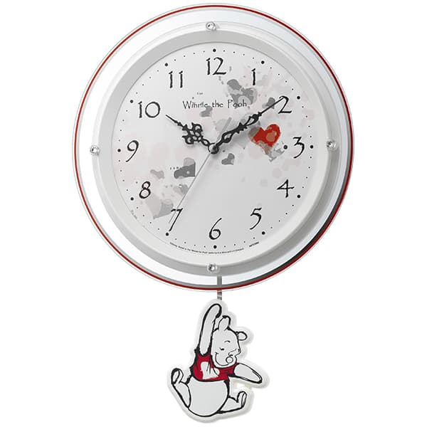 RHYTHM リズム ディズニーキャラクター 電波 振り子 掛け時計 くまのプーさん 8MX407MC03