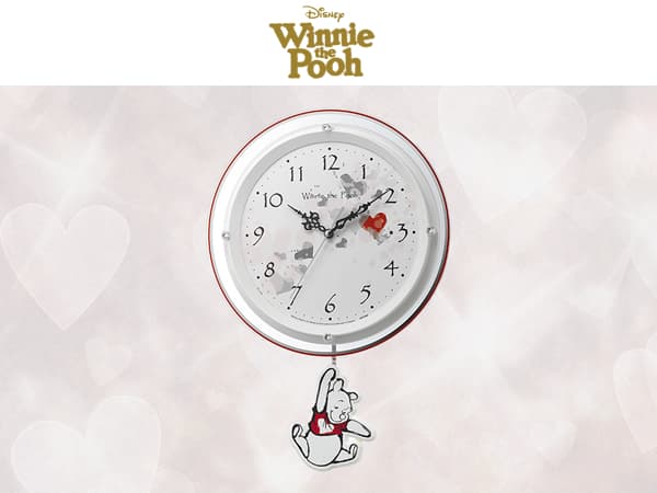 RHYTHM リズム ディズニーキャラクター 電波 振り子 掛け時計 くまの