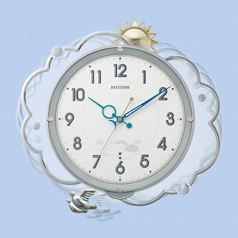 RHYTHM リズム 電波振り子掛け時計 ファンタジースカイ409 8MX409SR19