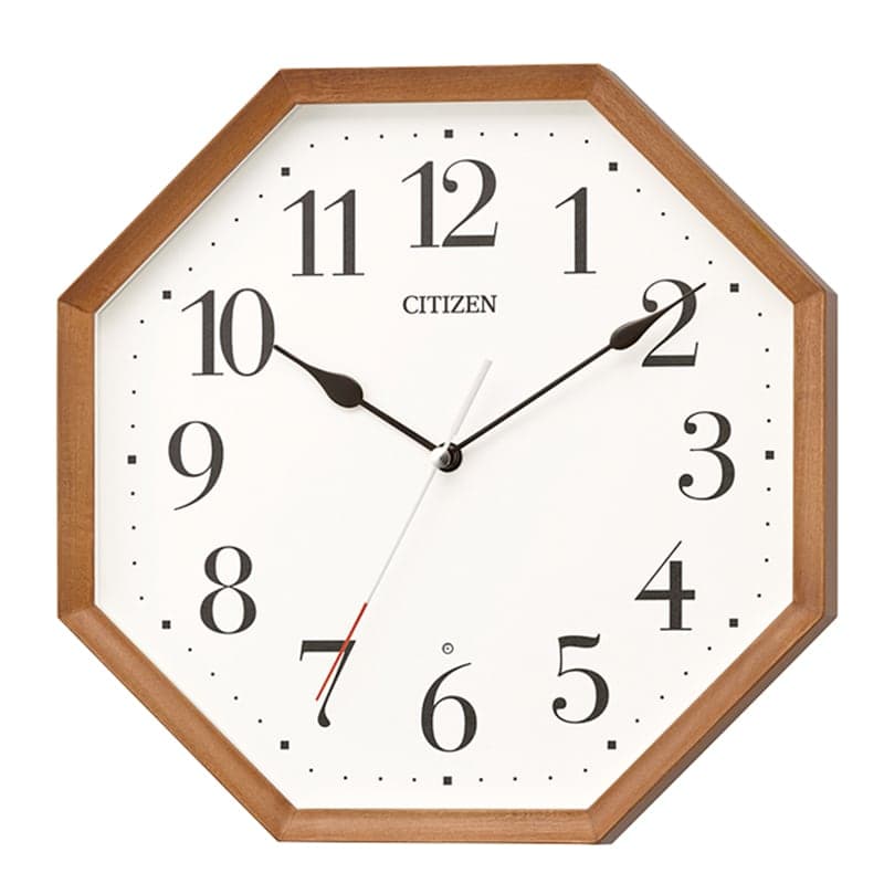 CITIZEN シチズン 木枠 電波 掛け時計　8MY531-006　茶色