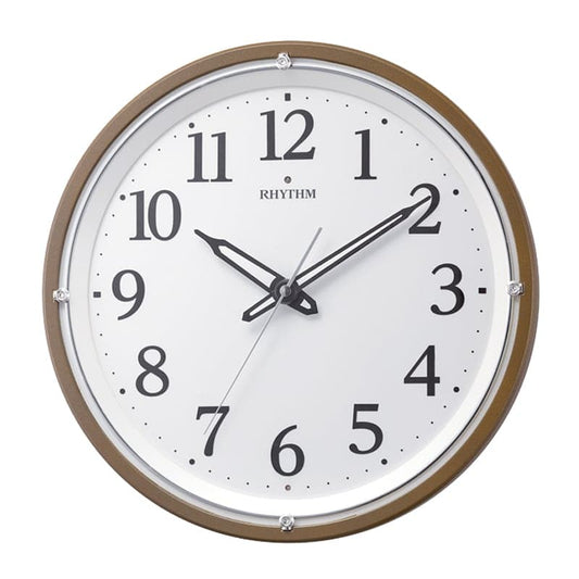 RHYTHM リズム 夜光 電波 掛け時計 リバライト532　8MY532SR06 茶メタリック