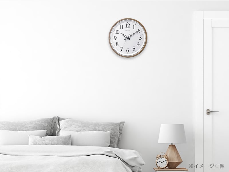 RHYTHM リズム 夜光 電波 掛け時計 リバライト532　8MY532SR06 茶メタリック