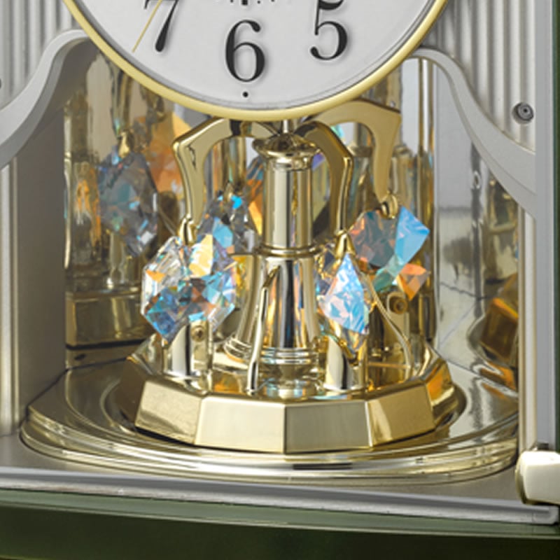 リズム 電波 アミューズ 置き時計 緑木目光沢仕上 8RN403HG05 – 正美堂