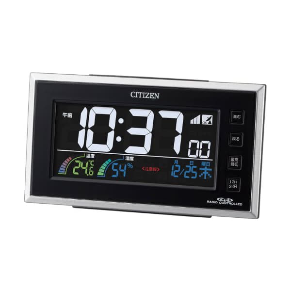 CITIZEN シチズン デジタル 電波 置き時計	 パルデジットネオン121 8RZ121002 黒