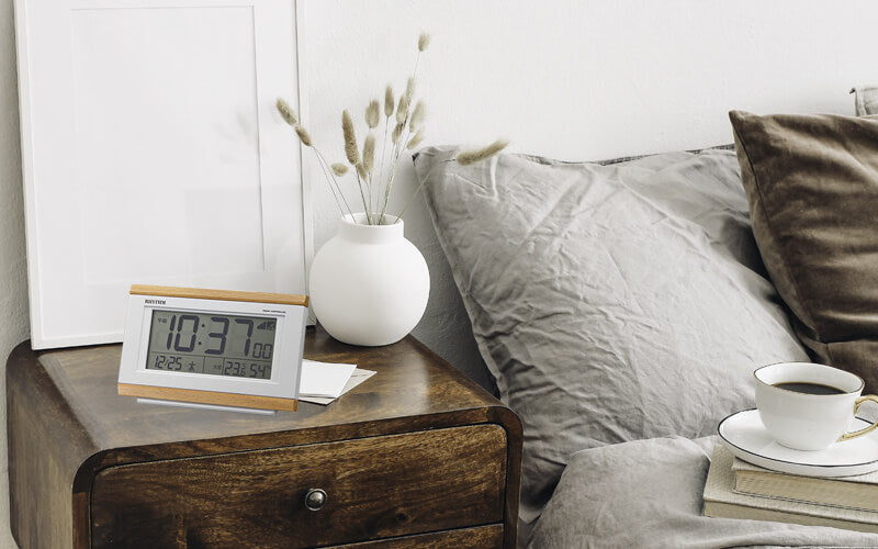 RHYTHM リズム デジタル 電波 目覚まし時計 フィットウェーブD161 8RZ161SR07 薄茶