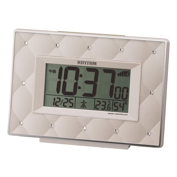 RHYTHM リズム 電波 目覚まし時計 フィットウェーブアビスコ 8RZ167SR38 ベージュパール