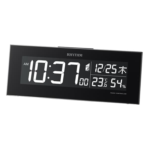 RHYTHM リズム デジタル 電波 掛け置き兼用時計 Iroria（イロリア） 8RZ173SR02 黒