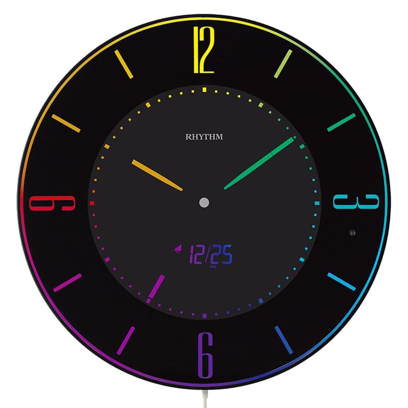 RHYTHM リズム 掛け置き兼用 カラー表示 電波デジタルクロック Iroria A（イロリア エー） 8RZ197SR02　黒