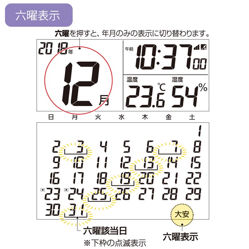 RHYTHM リズム デジタル 電波 掛け置き兼用時計 フィットウェーブ