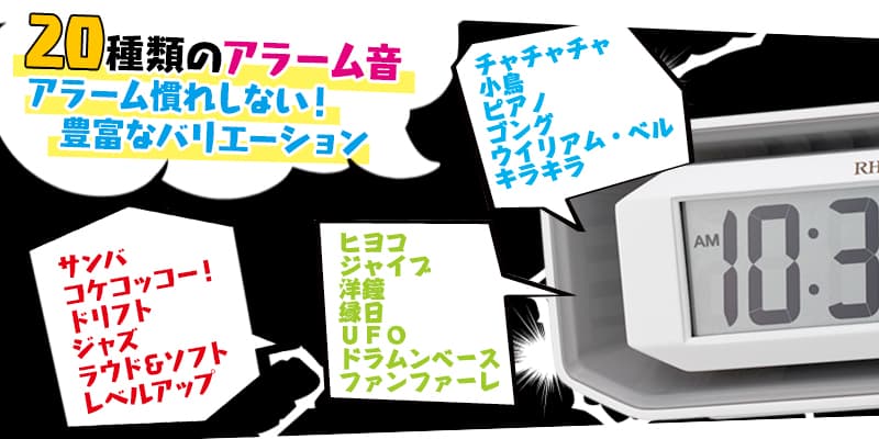 RHYTHM リズム  大音量 目覚まし時計 フィットウェーブバトル220 白【8RZ220SR03】