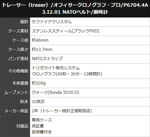 トレーサー（traser）/オフィサークロノグラフ・プロ/P6704.4A3.I2.01 NATOベルト/腕時計