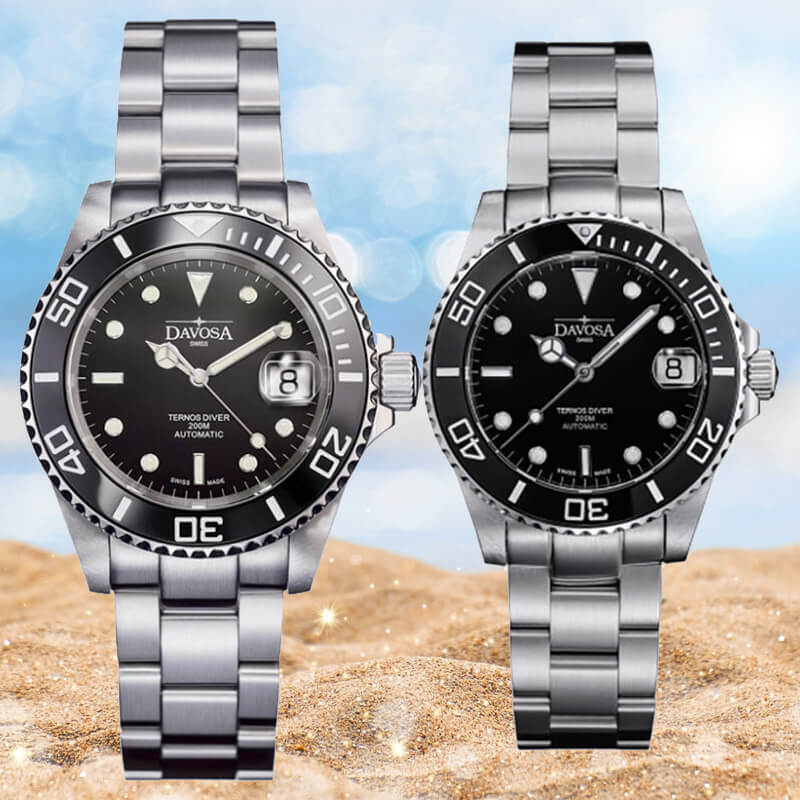 DAVOSA（ダボサ） Ternos Ceramic（テルノス セラミック）40mmと36.5mm ブラック ペアウォッチ 200ｍ防水