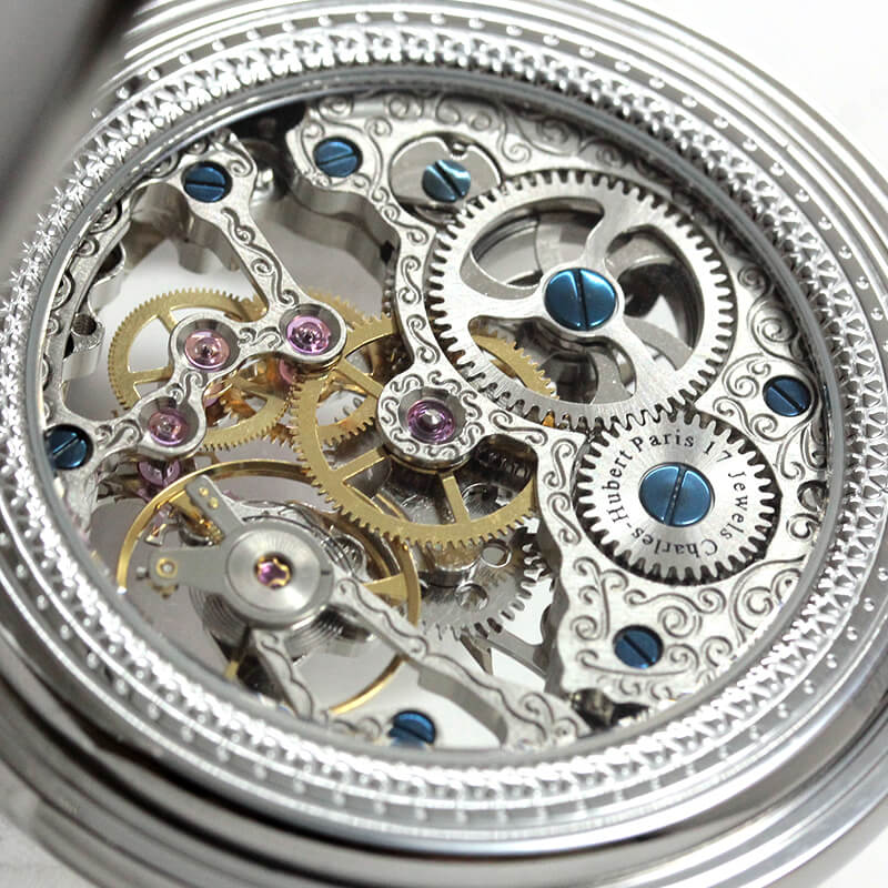チャールズヒューバート（Charles-Hubert） 両面開き スケルトン 懐中時計 手巻き式 3904-W