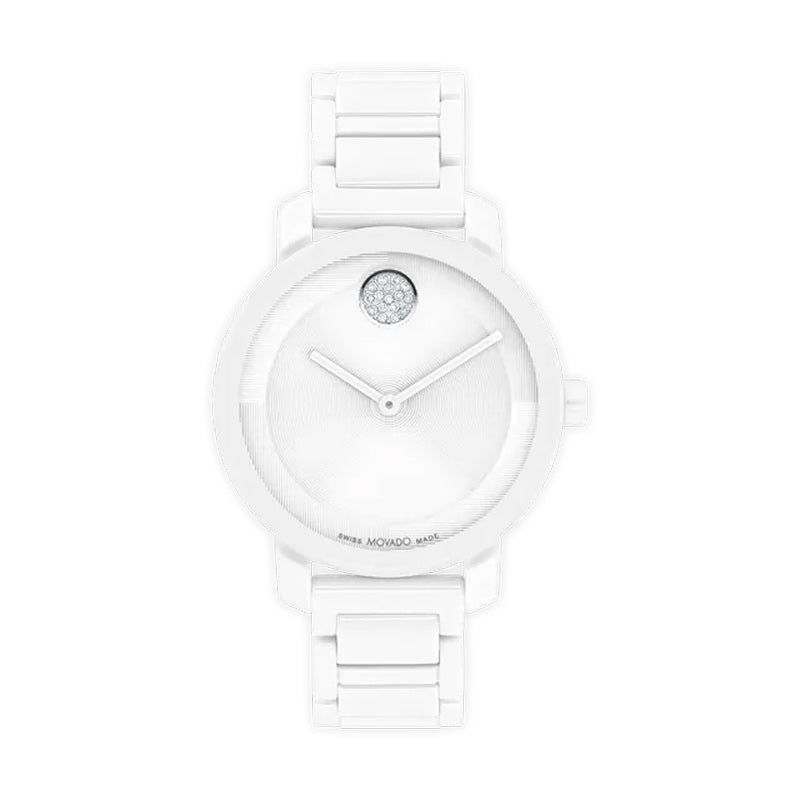 MOVADO BOLD Quartz Women's Watch, White Ceramic, B3601233.8001C