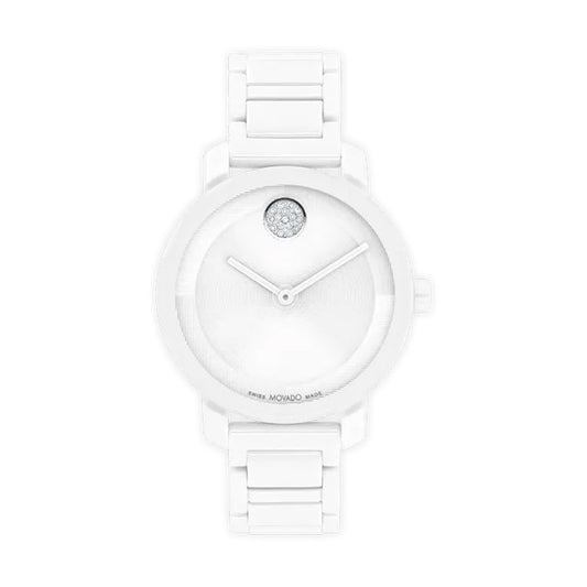 MOVADO BOLD Quartz Women's Watch, White Ceramic, B3601233.8001C