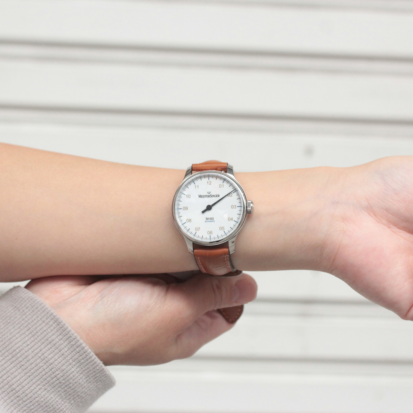 MeisterSinger No. 03 自动腕表，38毫米，白色，BM9901G