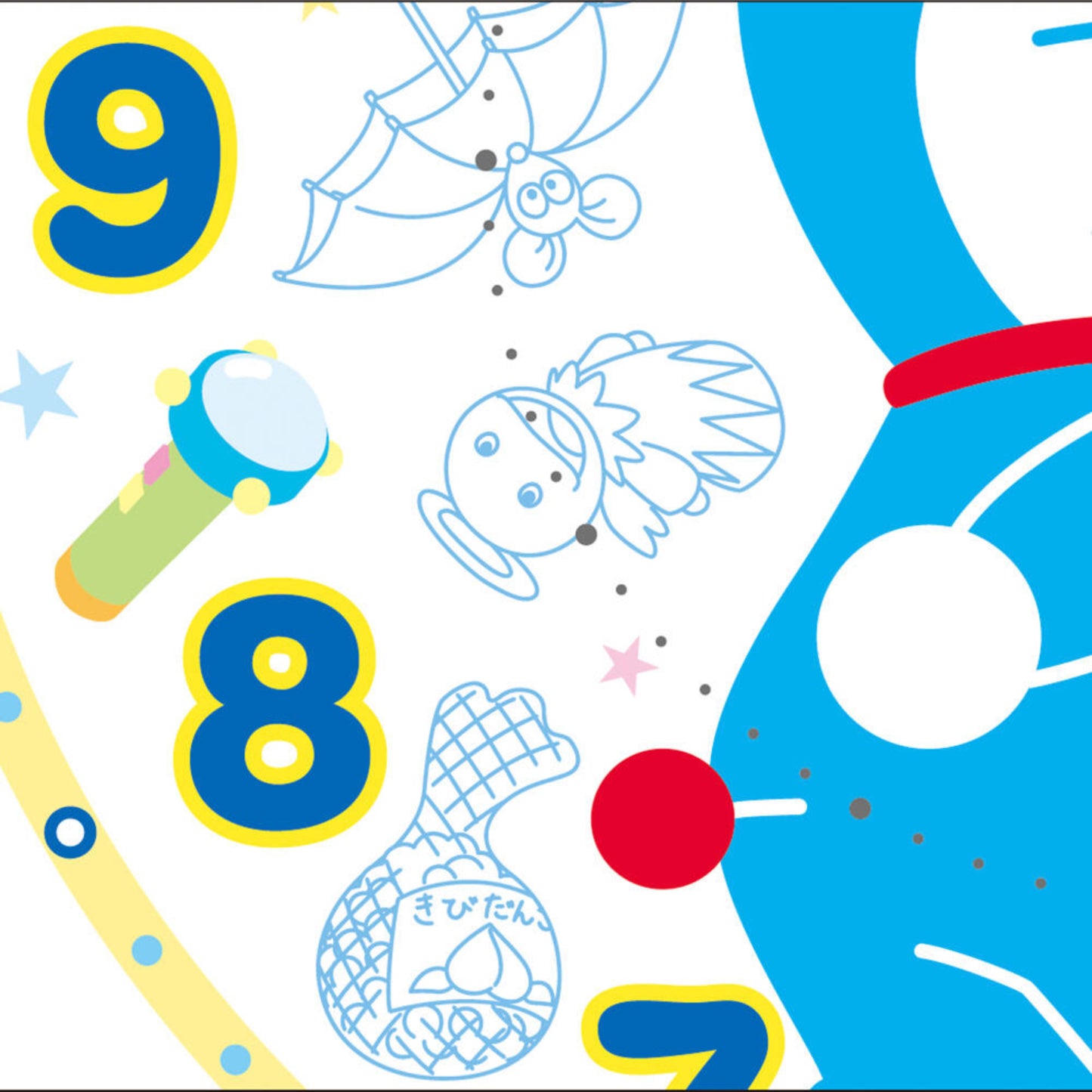 セイコー ドラえもん めざまし時計　CQ615L  文字板にちりばめたひみつ道具