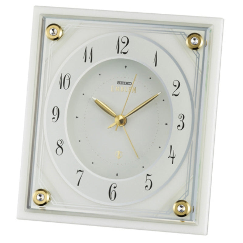 SEIKO EMBLEM Marble Frame Alarm Clock HR592W White