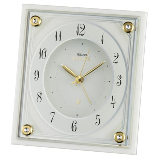 SEIKO EMBLEM Marble Frame Alarm Clock HR592W White