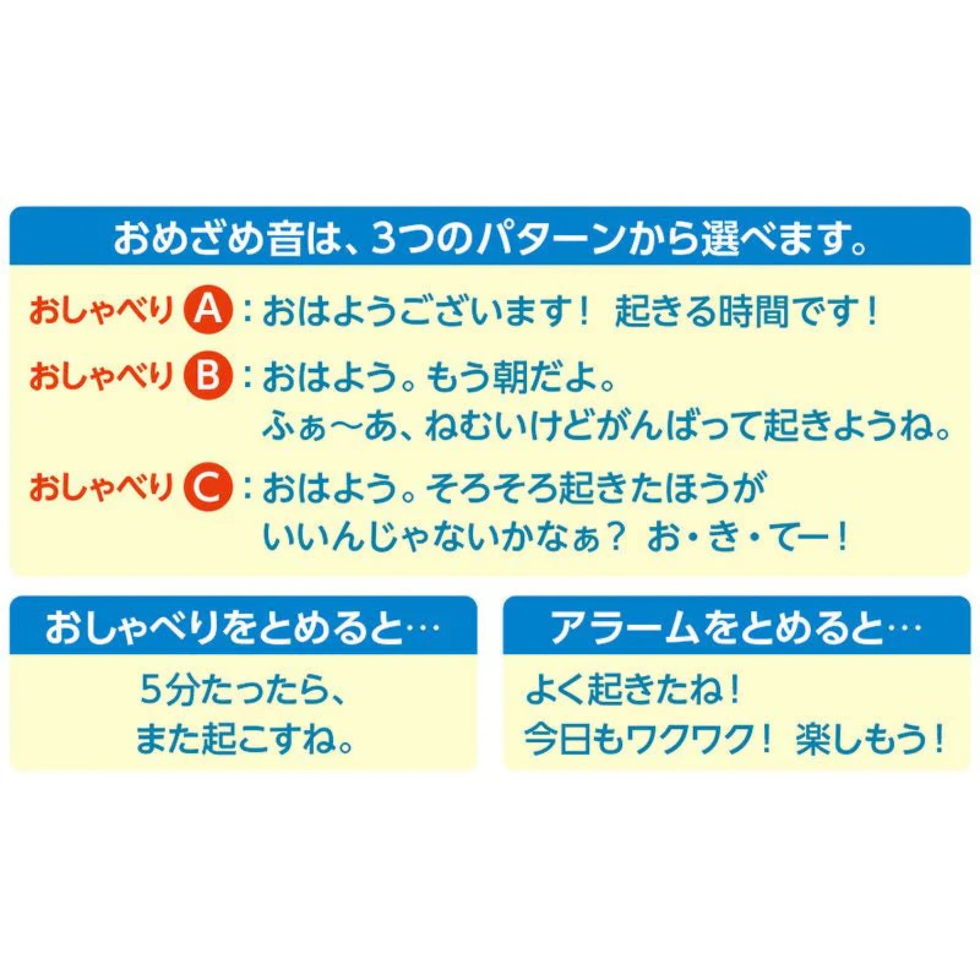アラーム音説明 セイコー ドラえもん めざまし時計 JF387A