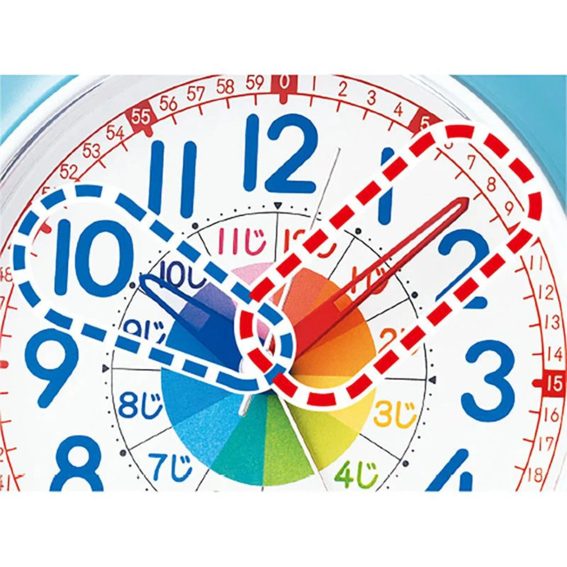 KR524P  時針・分針がそれぞれ数字と同じ色なので時刻が読みやすい