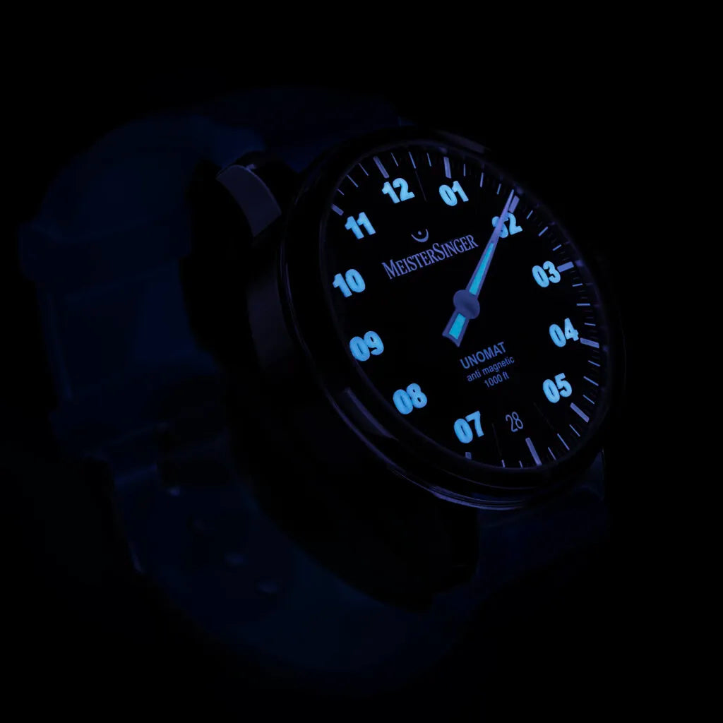 MeisterSinger Unomat Automatic Watch, Black with Arctic Blue, UN902BLU