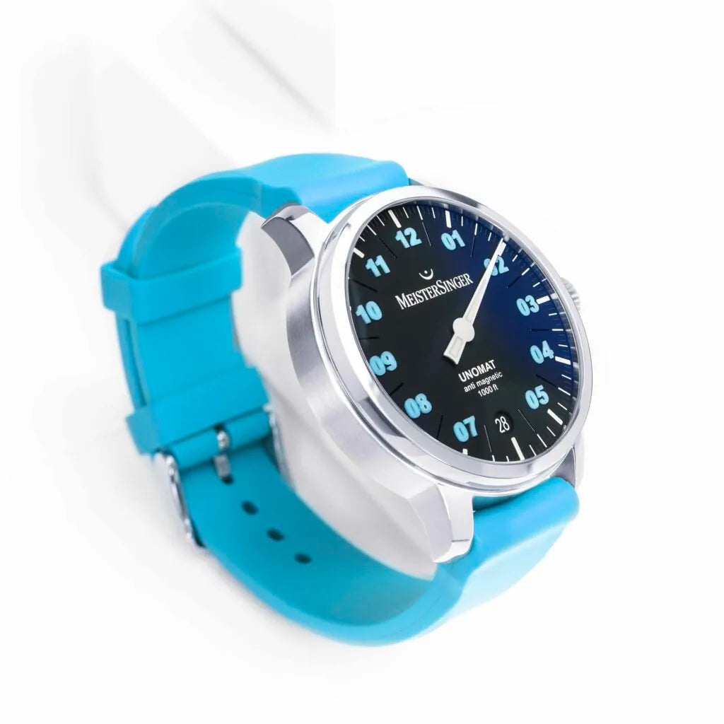 MeisterSinger Unomat Automatic Watch, Black with Arctic Blue, UN902BLU
