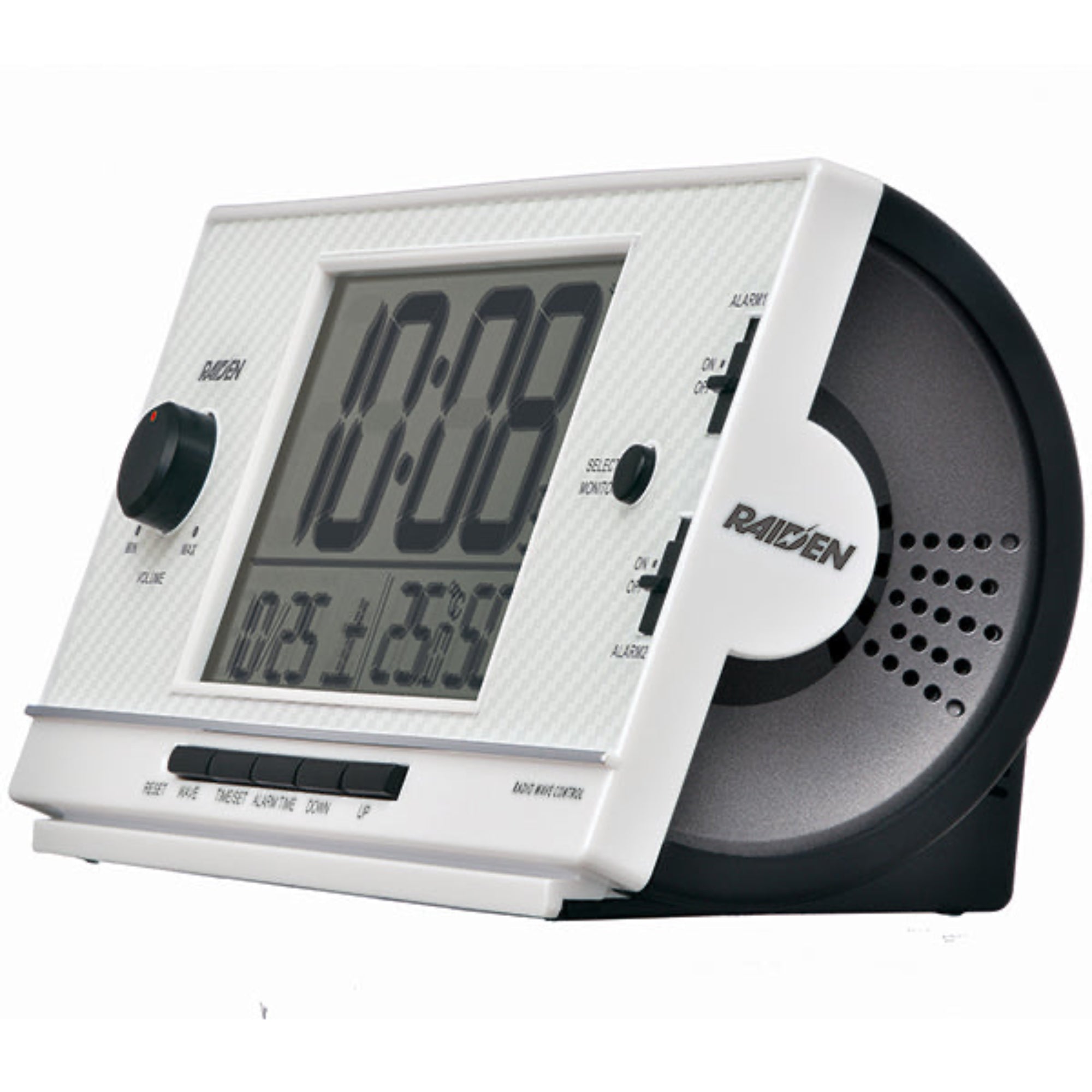 Seiko Super Raiden Radio-Controlled Digital Alarm Clock, White