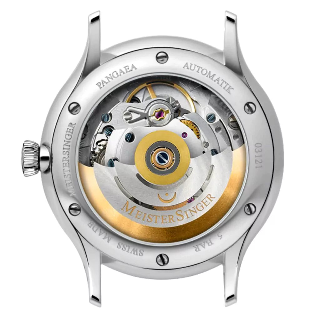 MeisterSinger Pangaea Automatic Watch, Day Date, Steel Blue with Gold, PDD917G