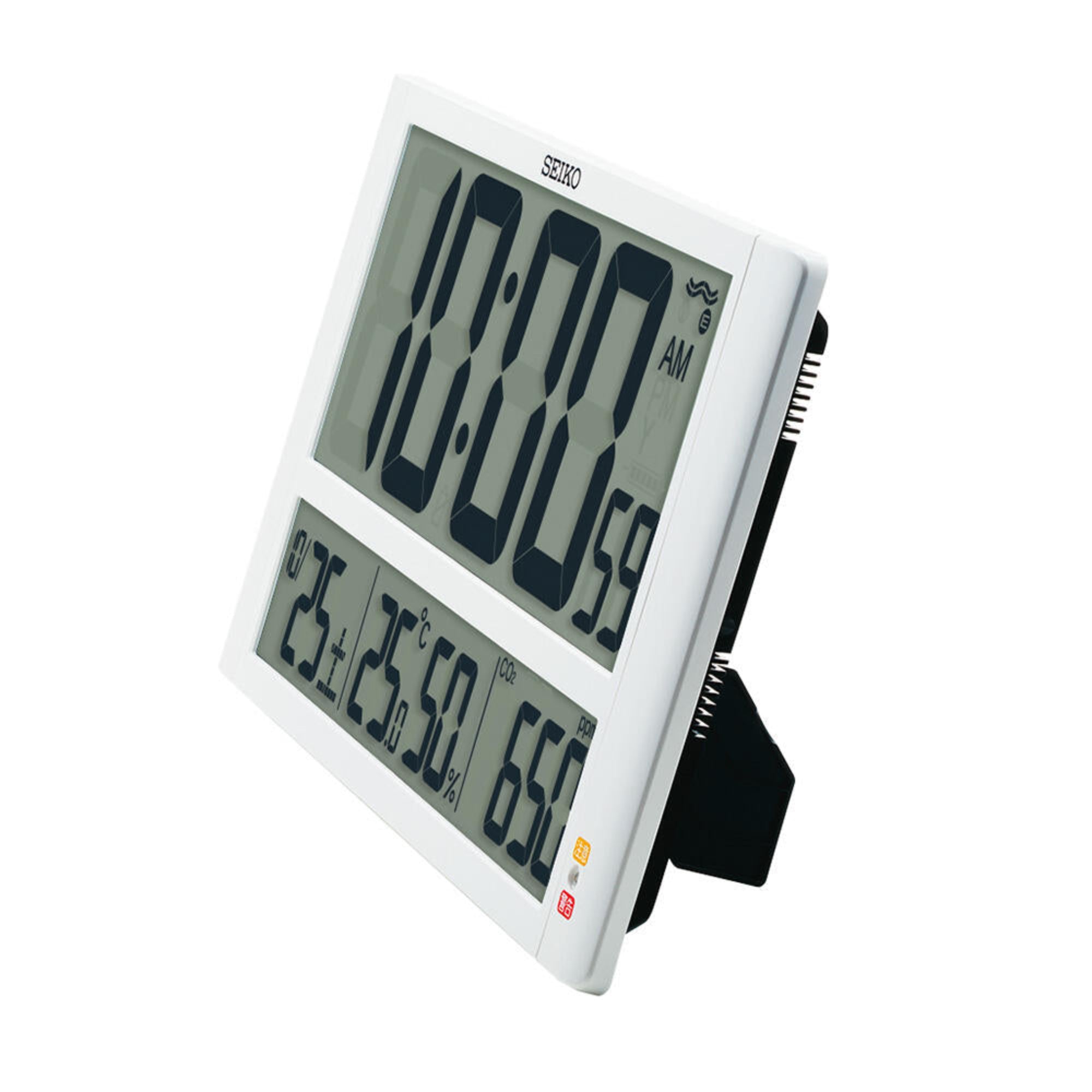 SEIKO SQ449W デジタル電波時計（掛置兼用） SEIKO セイコー CO2濃度表示 温湿度表示 換気アラート付き 電波掛け