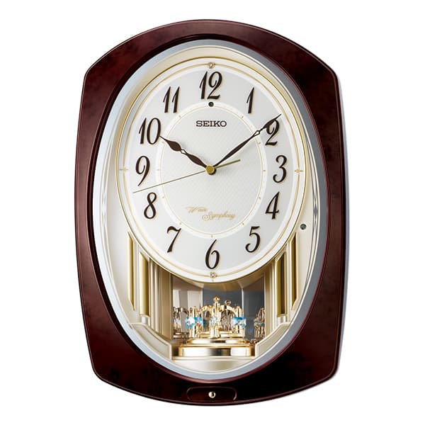 SEIKO セイコー 電波アミューズ掛け時計  濃茶マーブル【AM265B】