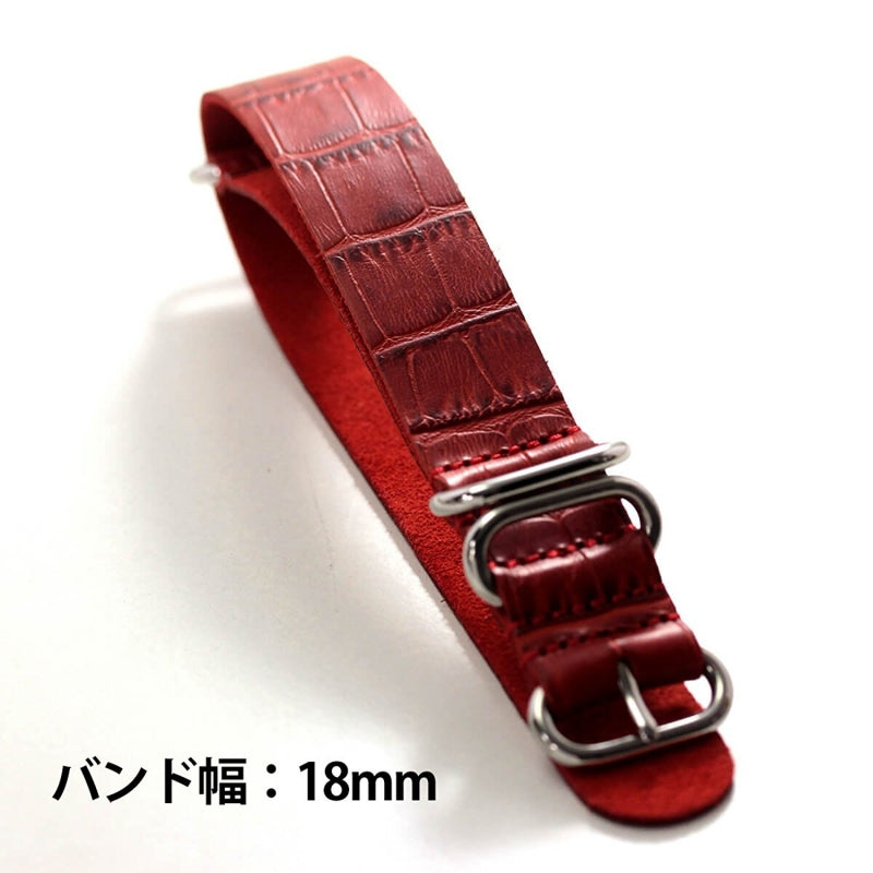 時計　レザーベルト　18mm　レッドカラー
