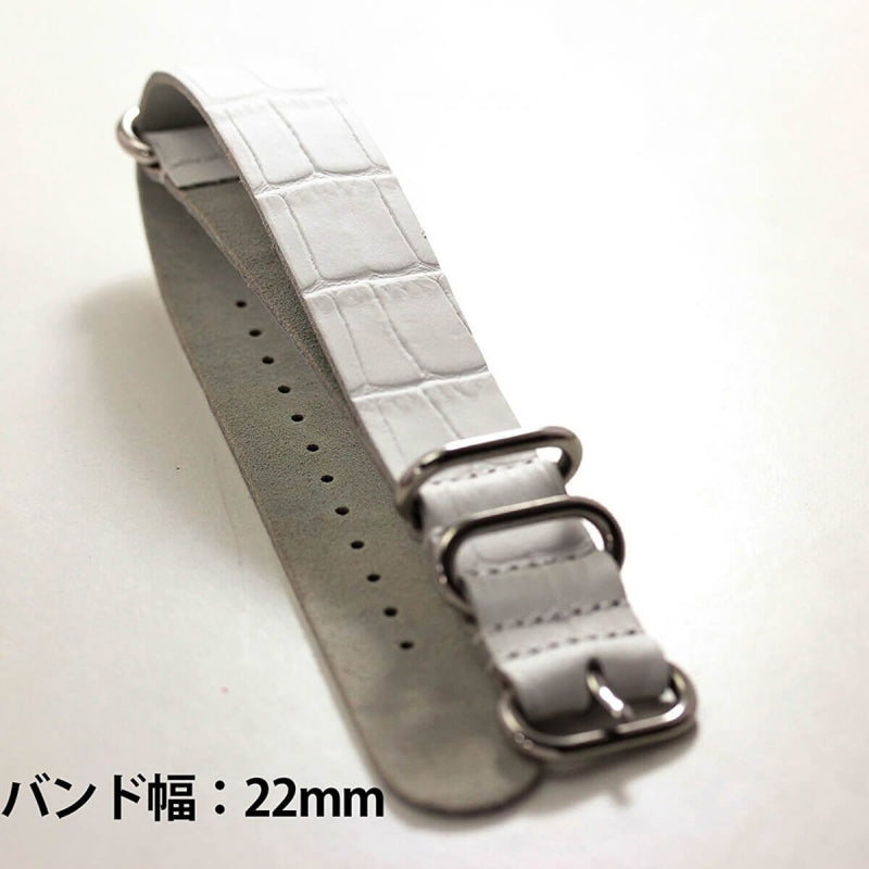 時計　レザーベルト　22mm　ホワイト