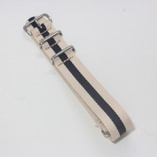 時計ナイロンバンド　NATOベルト ベージュ× ネイビー  20mm