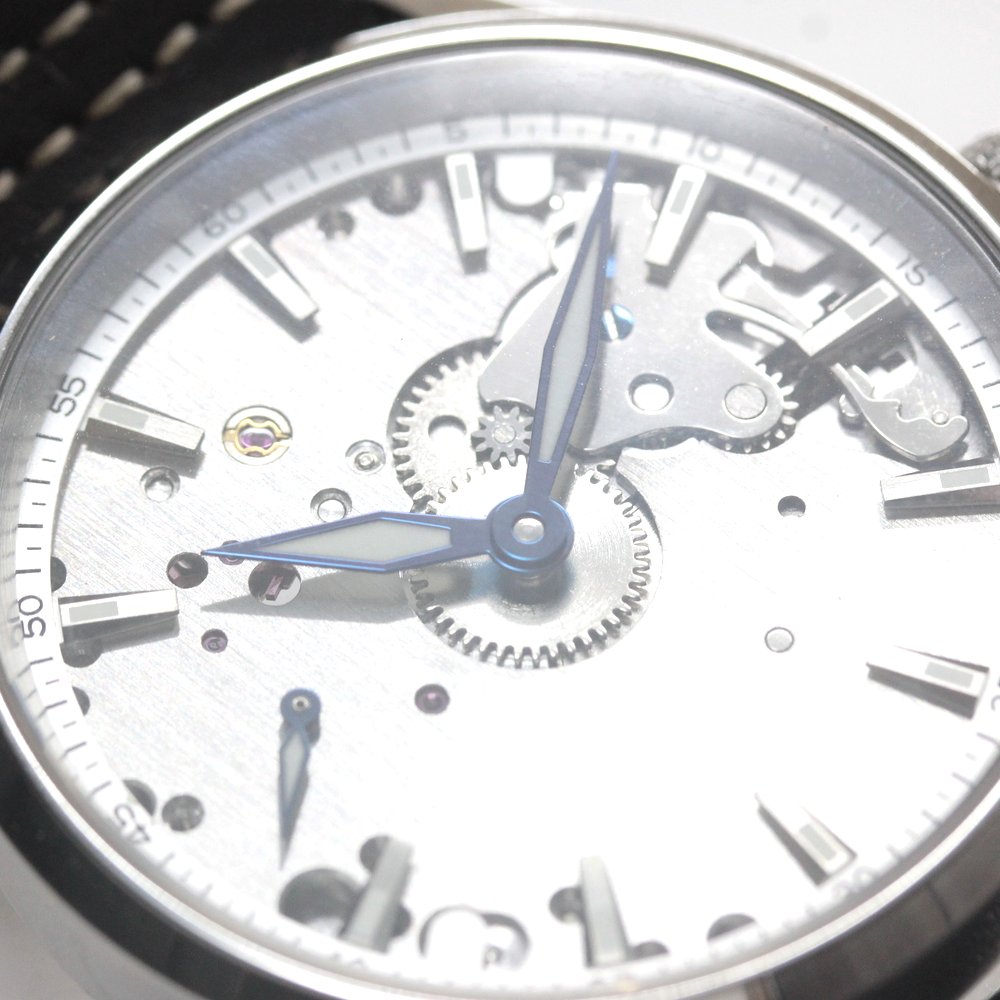 正美堂オリジナルウォッチ/腕時計/スケルトンシルバー/スイス製手巻き式ムーブメント/db9-601s