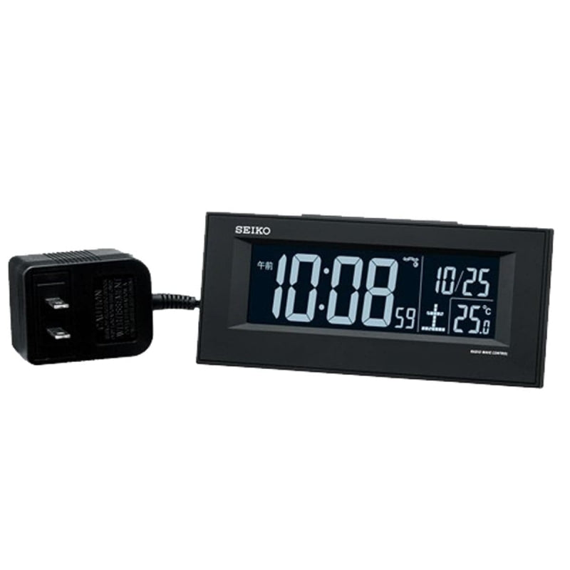 SEIKO セイコー 夜でも見える アラーム付 デジタル電波置き時計　DL209K 黒