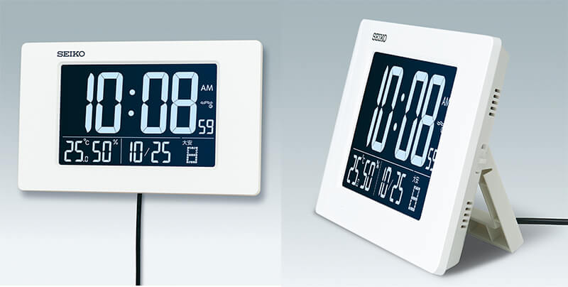 SEIKO セイコー アラーム付 デジタル電波置き時計 DL214W ホワイト