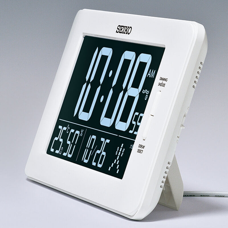 SEIKO セイコー アラーム付 デジタル電波置き時計 DL216W ホワイト