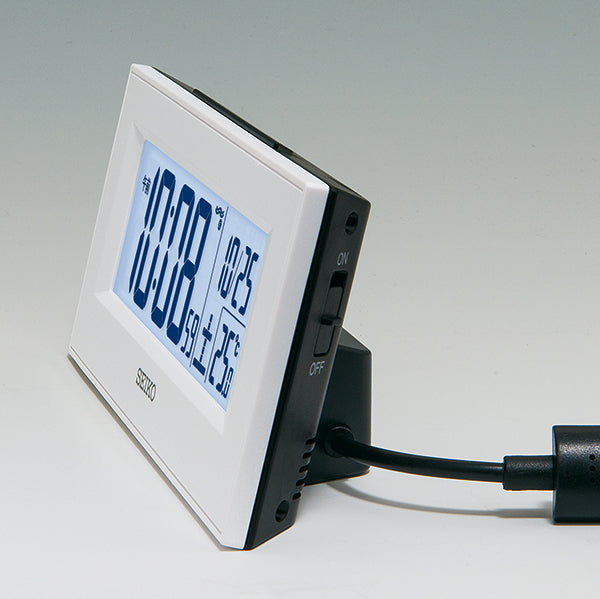 SEIKO セイコー アラーム付 デジタル電波置き時計 DL218W 白塗装