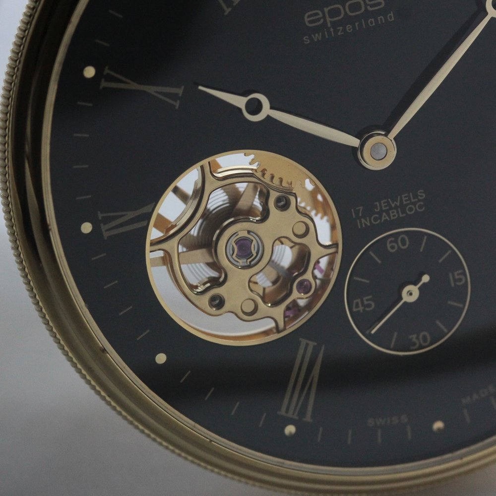 認定中古品のエポス（epos）/スケルトン懐中時計/2090gpbk/黒文字盤/ローマン数字/epos-110