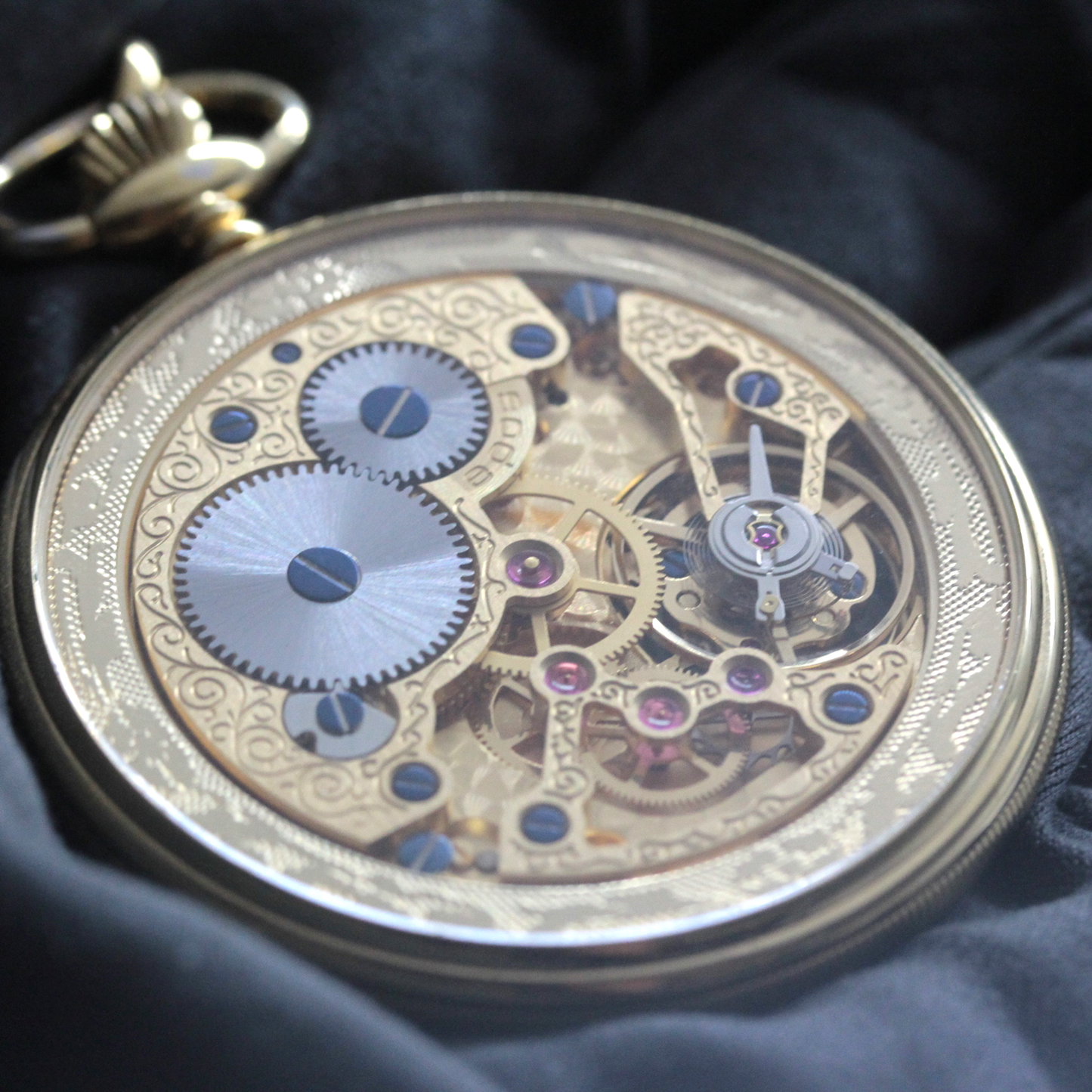 認定中古品のエポス（epos）/スケルトン懐中時計/2090gpbk/黒文字盤/ローマン数字/epos-112