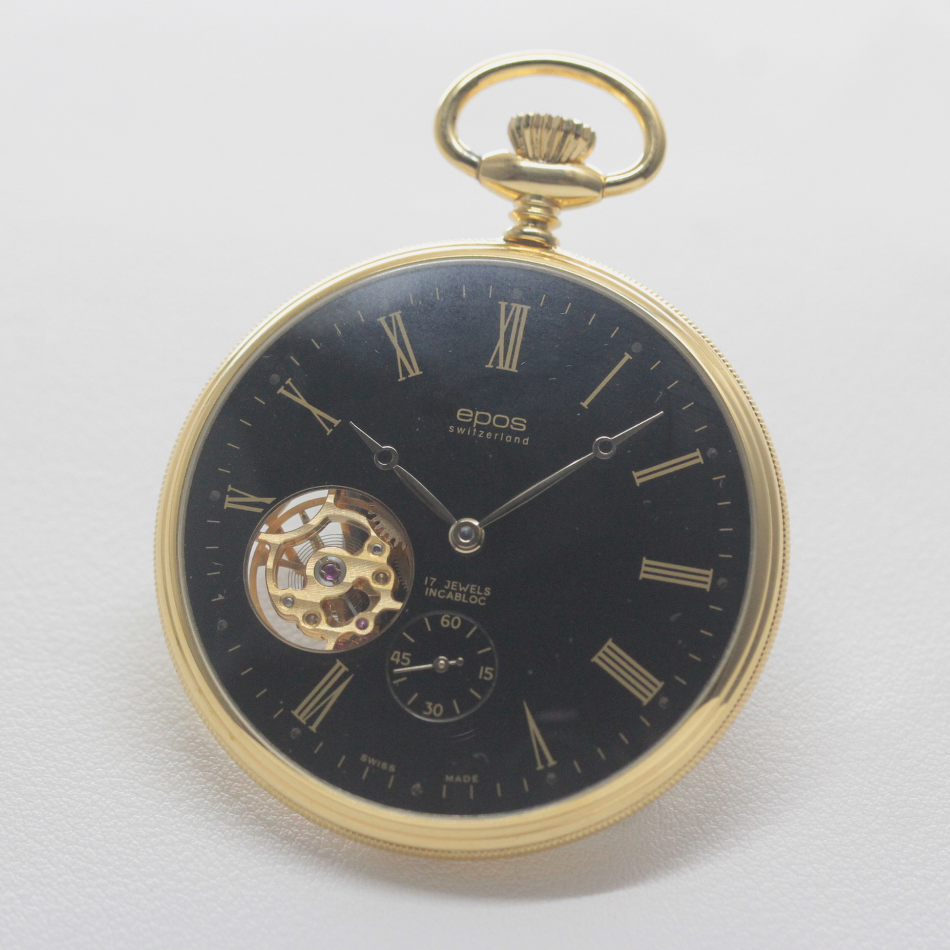 正美堂時計店撮影 認定中古品のエポス（epos）/ スケルトン懐中時計 / 2090gpbk-nl /epos-114