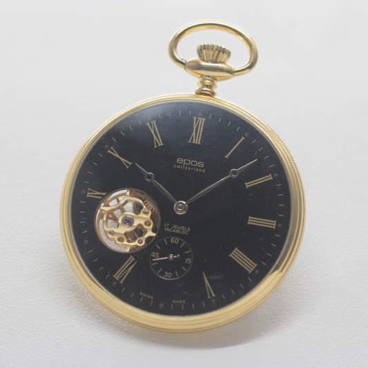 正美堂時計店撮影 認定中古品のエポス（epos）/ スケルトン懐中時計 / 2090gpbk-nl /epos-114