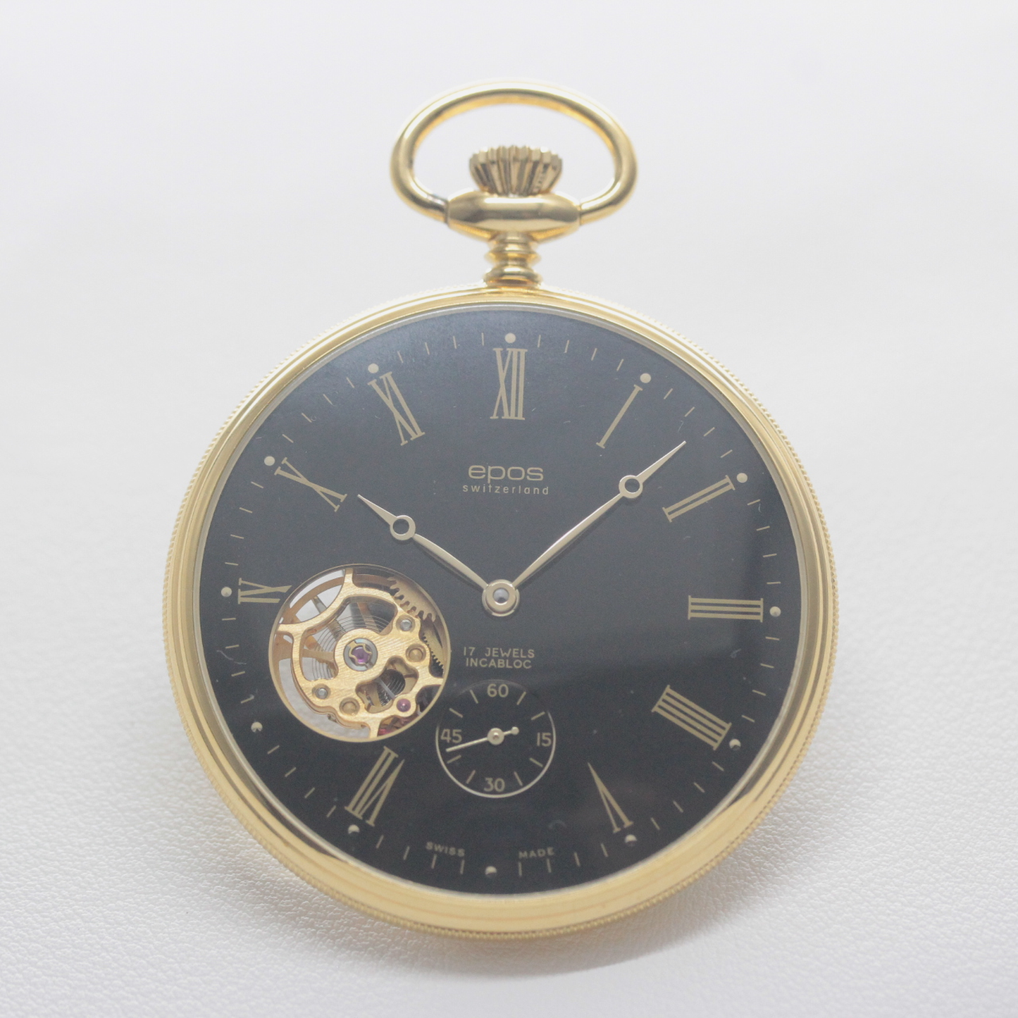 正美堂時計店撮影 認定中古品のエポス（epos）/ スケルトン懐中時計 / 2090gpbk-nl /epos-114