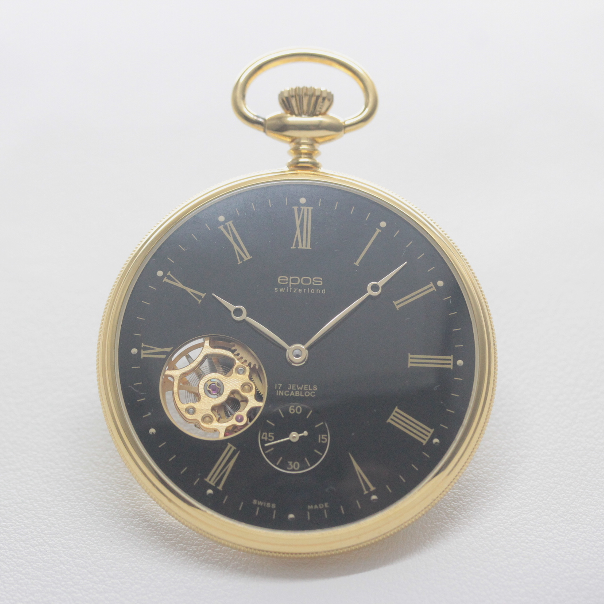 正美堂時計店撮影 認定中古品のエポス（epos）/ スケルトン懐中時計 / 2090gpbk-nl /epos-114